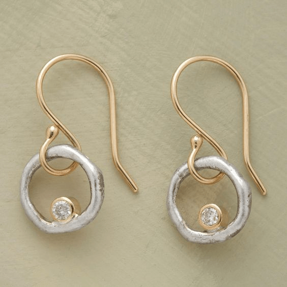 Women's Vintage Gold & Silver Zirconia Earrings